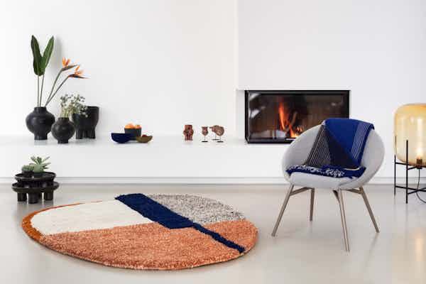 Ames furniture design nudo rug orange insitu haute living