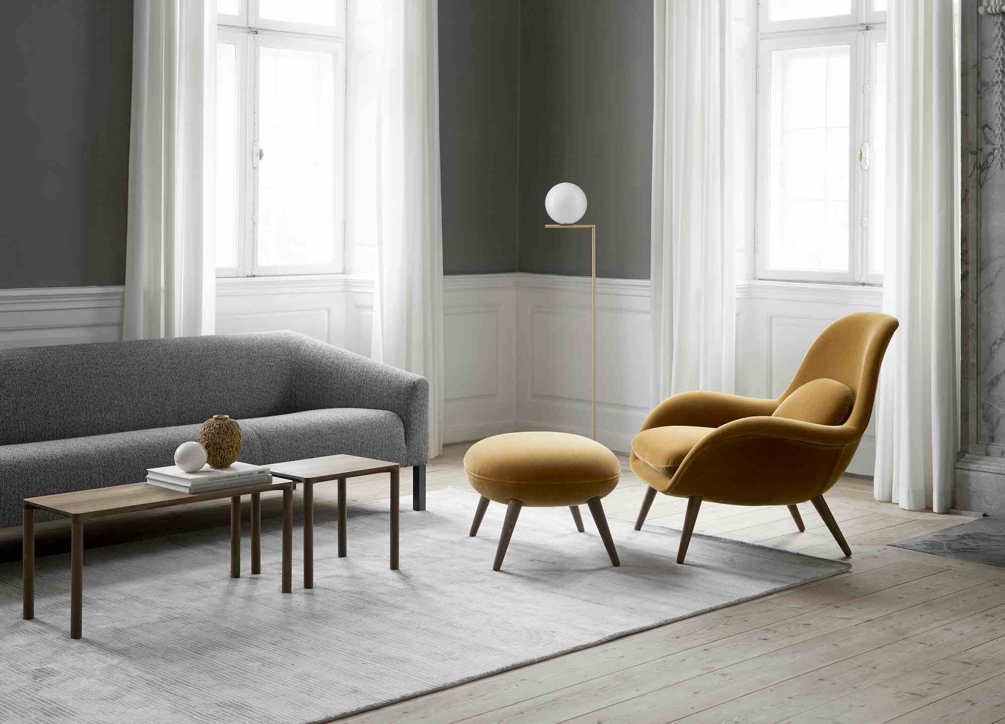 Fredericia swoon chair insitu yellow haute living