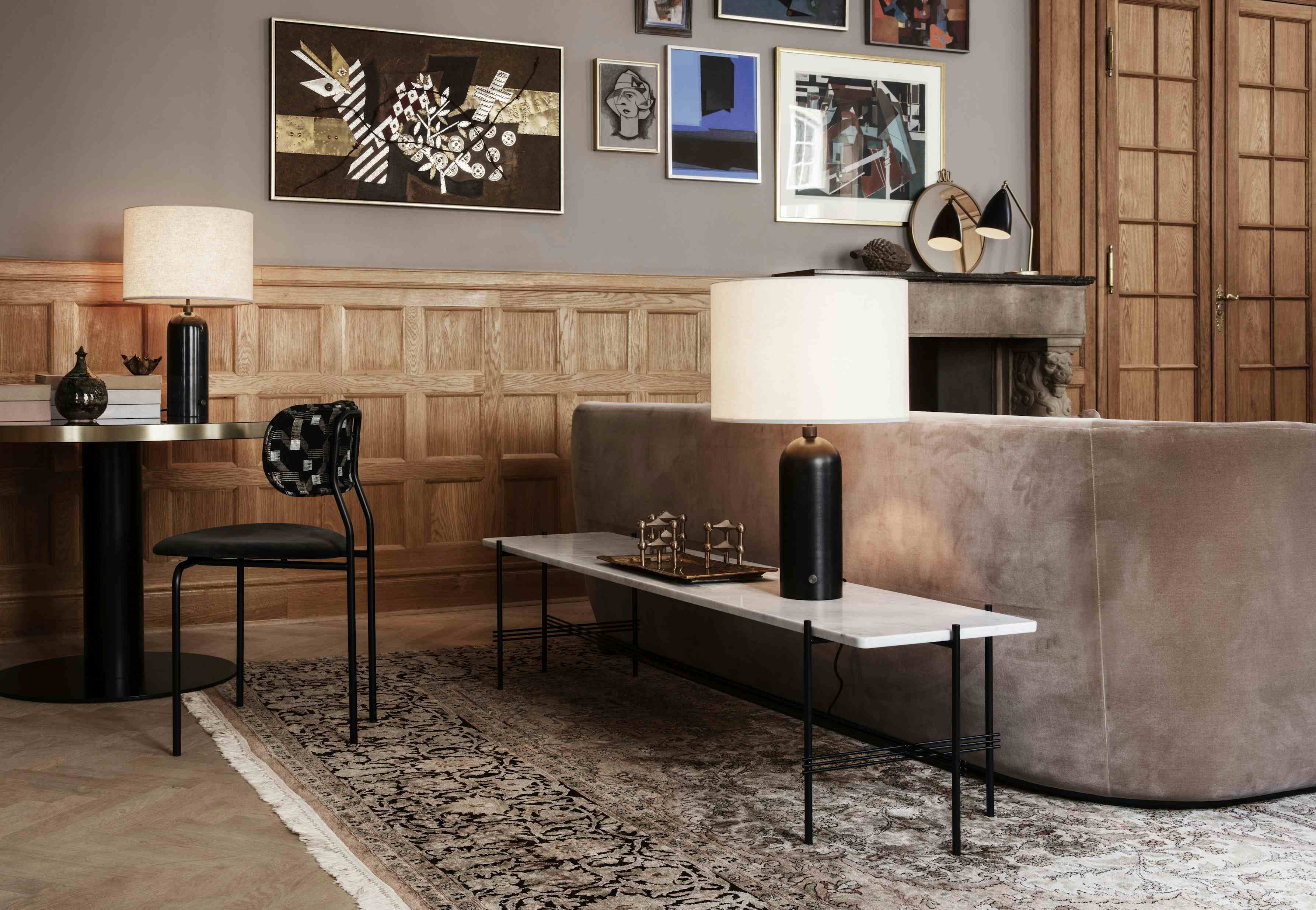 Gubi gravity table lamp insitu black haute living