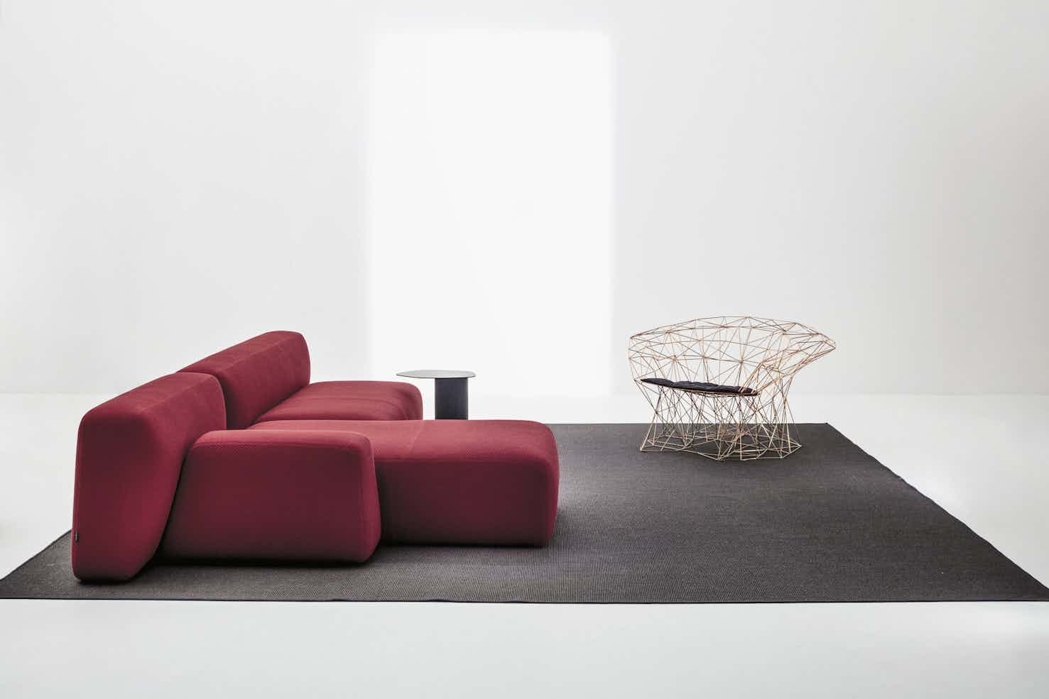 La cividina suiseki sofa red side insitu haute living