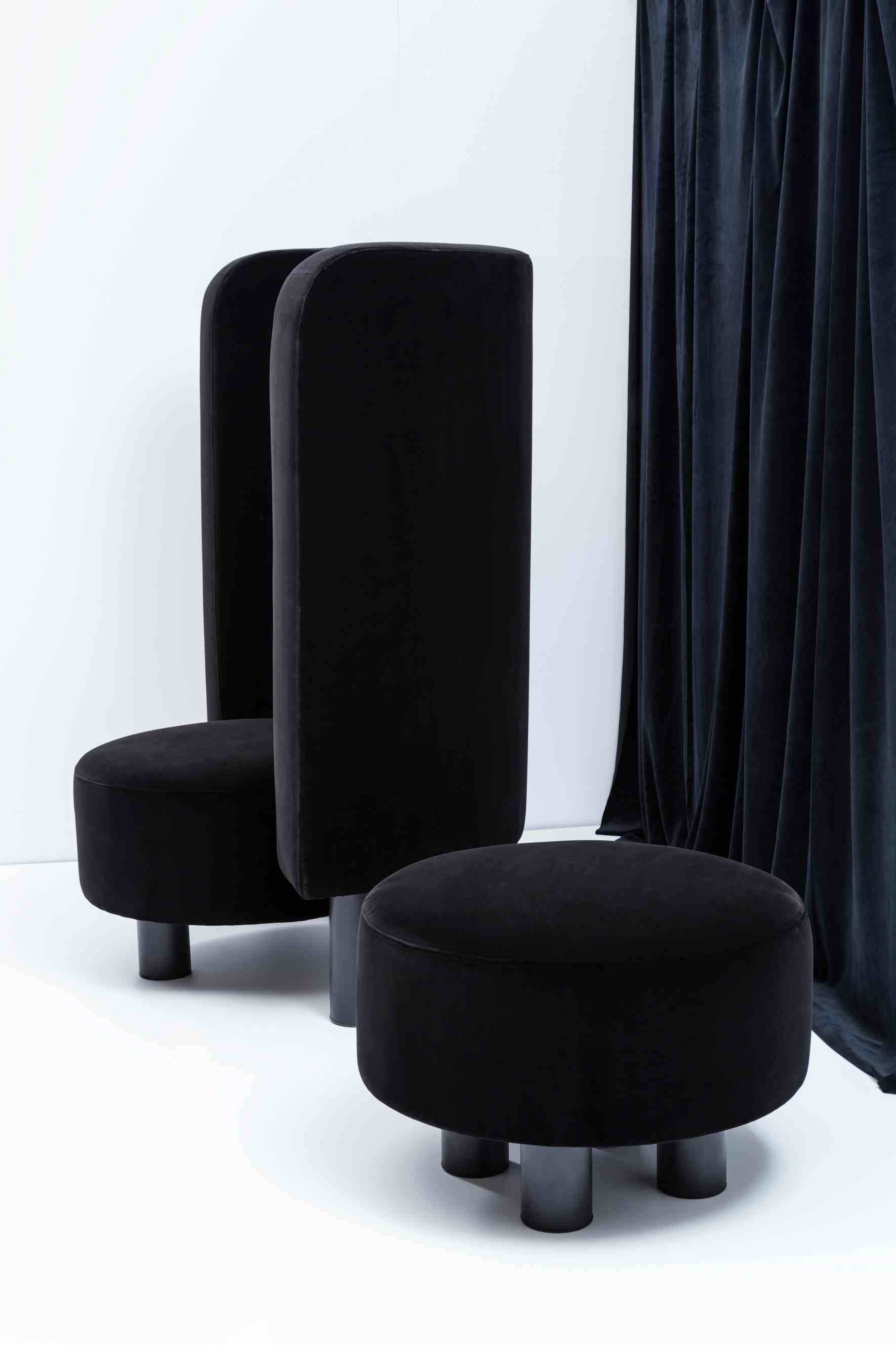 Pulpo kaboom armchair black with ottoman insitu haute living