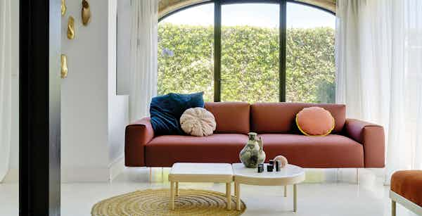 Sancal furniture tiptoe sofa red insitu haute living