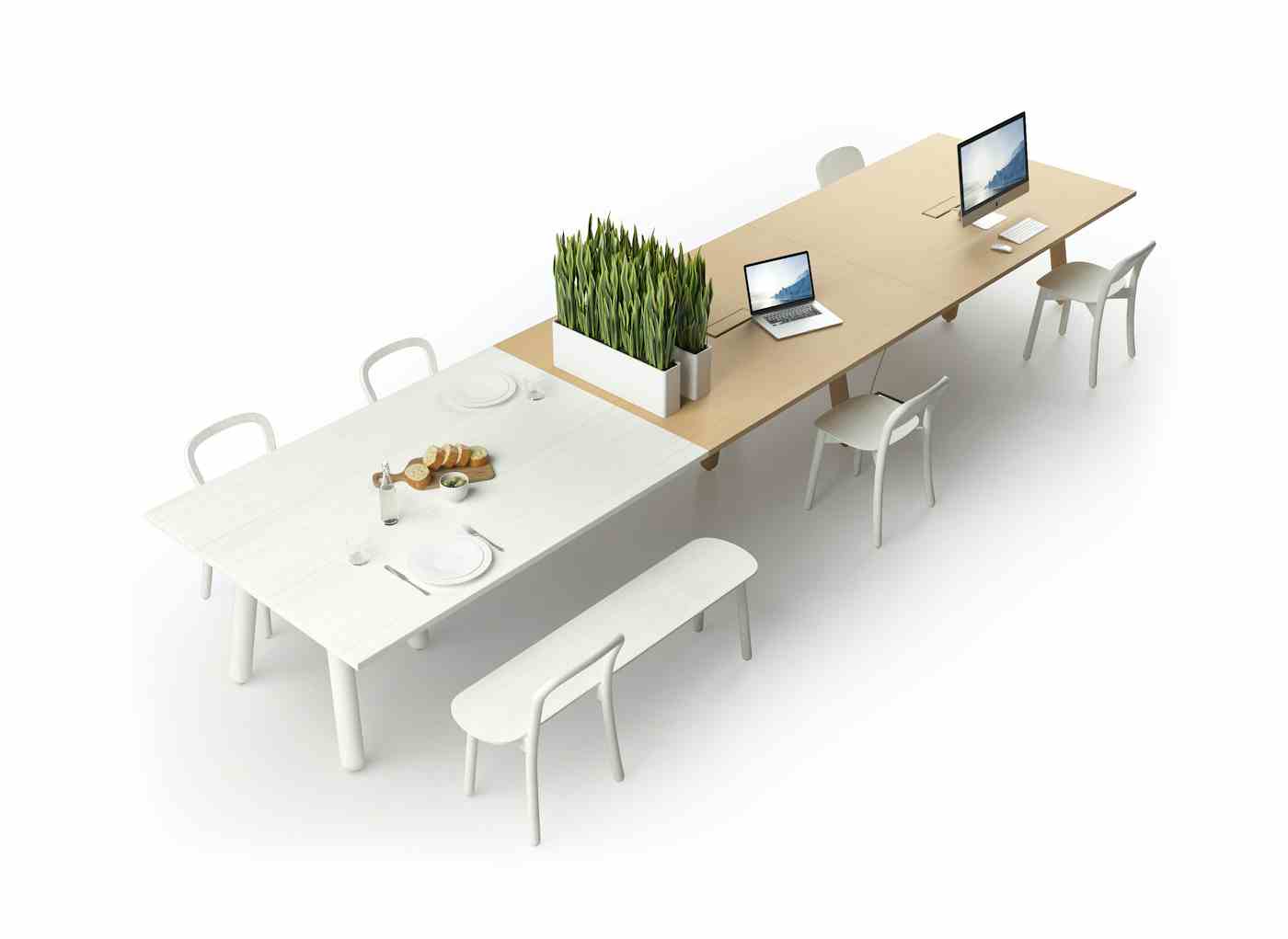 Dum furniture beech connect table white natural haute living copy