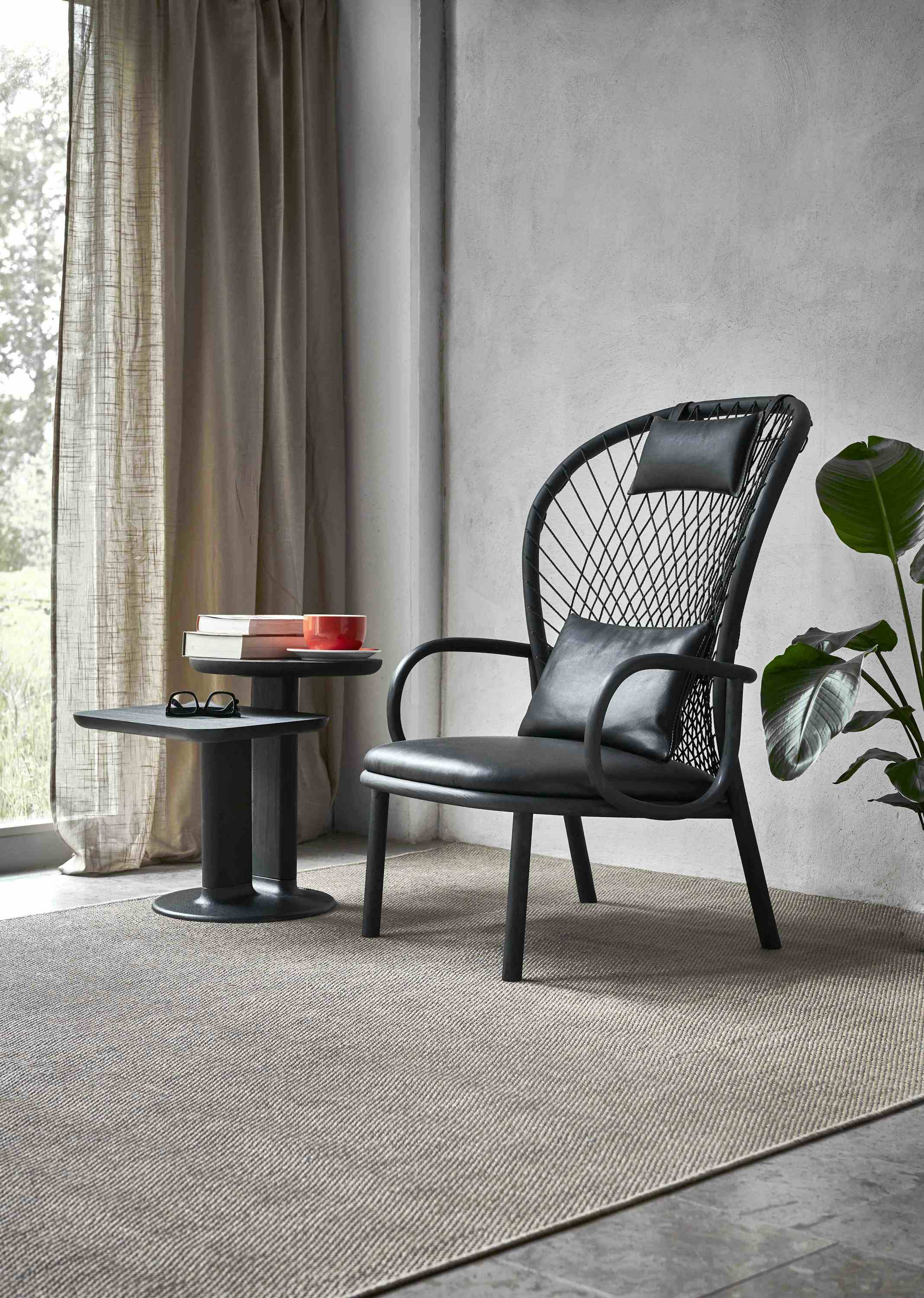 Gemla open lounge chair black weave