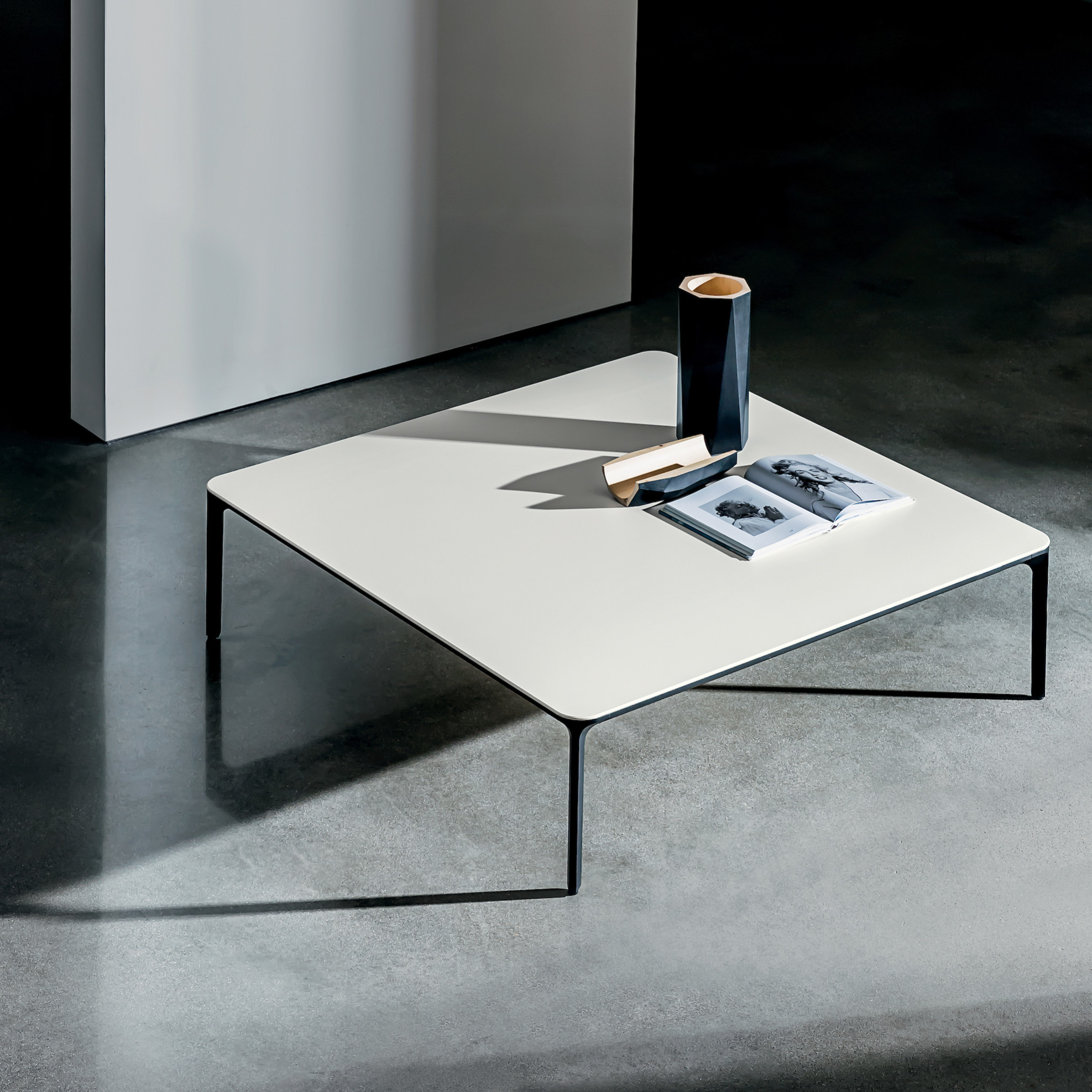 Slim white coffee table discount