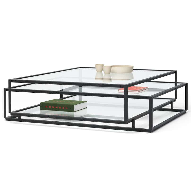 Spectrum furniture tangled coffee table square angle black haute living