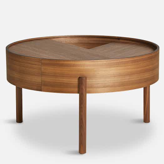 Woud furniture arc coffee table walnut haute living